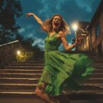 The Green Dress vs. Gravity: A Dance of Face and Stairs green-dress-dance