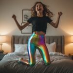 5 Things You Absolutely Must Know Before Jumping on Your Bed in Shiny Wetlook Leggings bdjump(1)