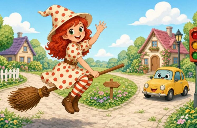 Why Walk To Work When A Broomstick Beats Every Traffic Jam - comic illustration