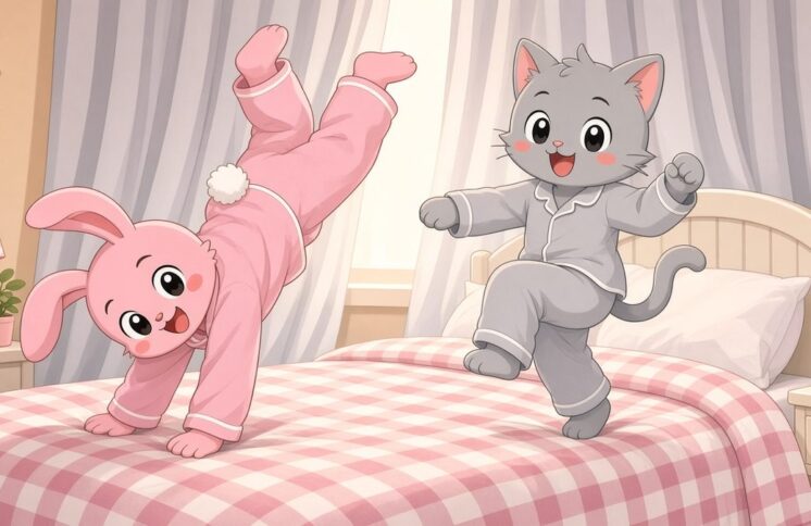 Can Two Pajama Pals Survive One Bed And One Very Ambitious Dance Move - comic illustration