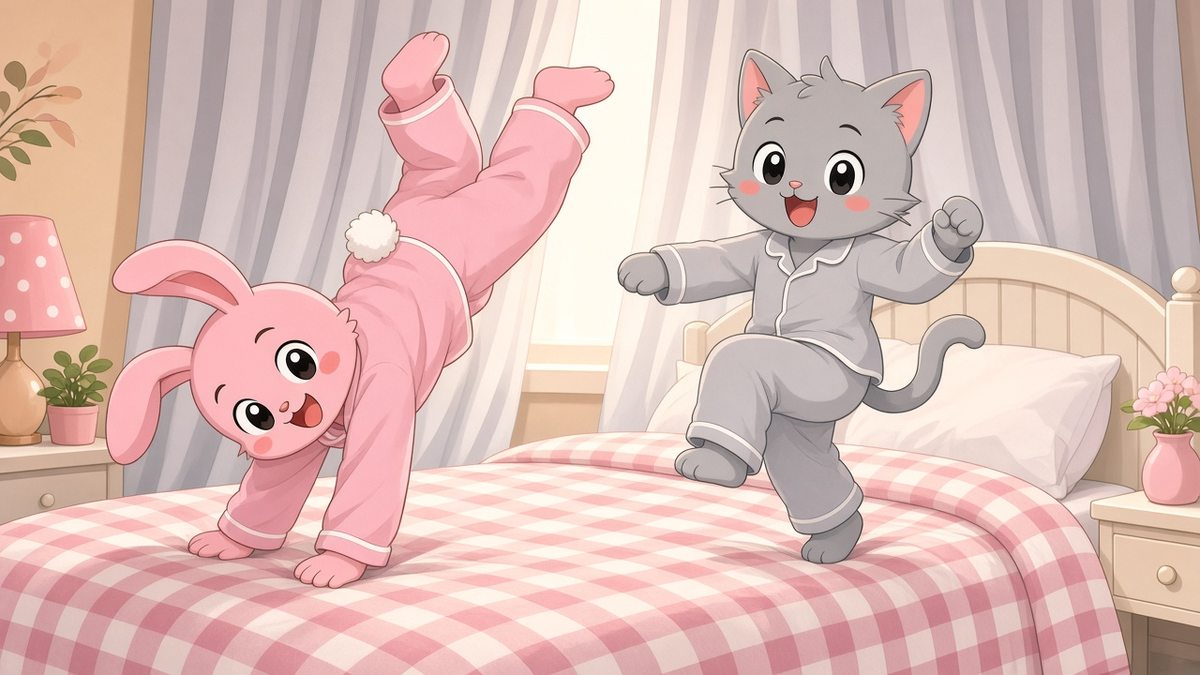 Can Two Pajama Pals Survive One Bed And One Very Ambitious Dance Move - comic illustration